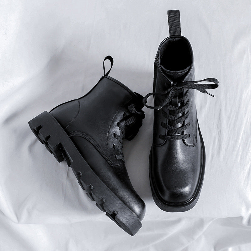 black leather ankle boots with zipper, view 7 - MRSLM