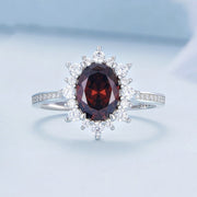 red zircon silver wedding ring, view 2 - MRSLM