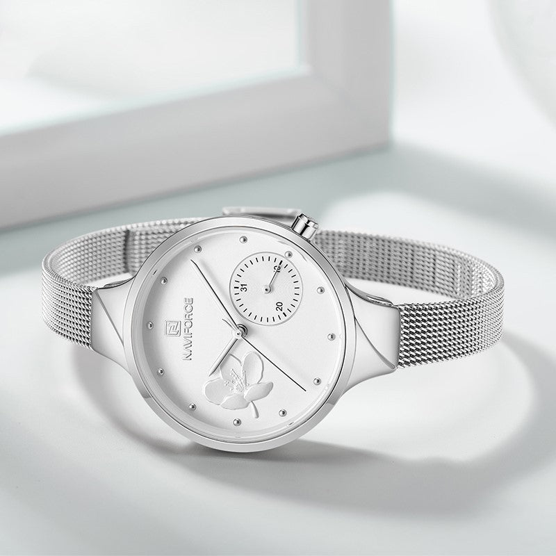 women's mesh strap quartz watch, view 3 - MRSLM