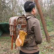oil wax canvas camping backpack, view 5 - MRSLM