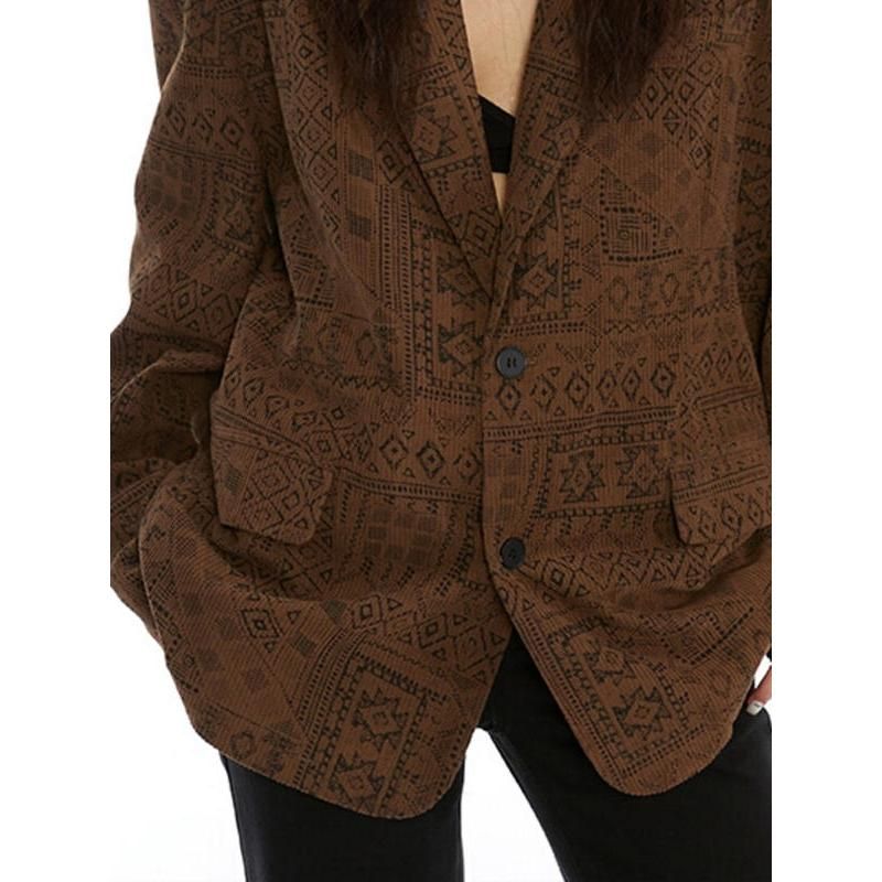 totem print blazer with long sleeves, view 6 - MRSLM