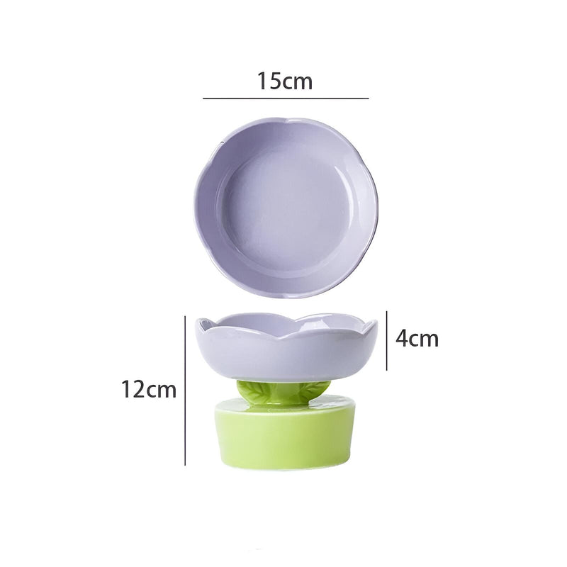 flower-shaped ceramic cat bowl, view 4 - MRSLM