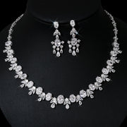women's zirconia tassel necklace earrings set - MRSLM