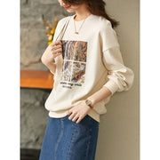 graphic print long sleeve pullover, view 5 - MRSLM