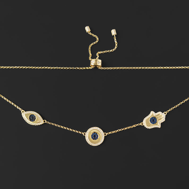 lucky eye gold necklace, view 4 - MRSLM