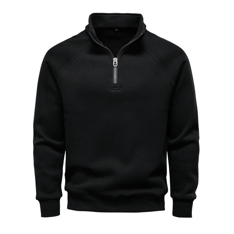 Half Zipper Sweater Stand-up Collar All-match Fleece Men's Sweater Top