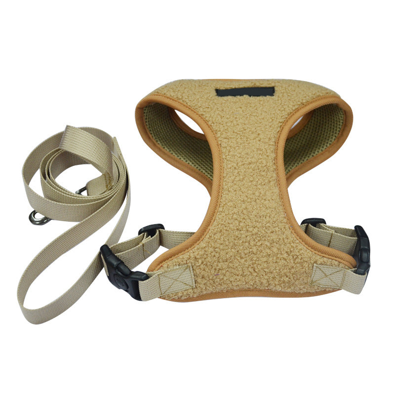 fleece dog harness and leash set, view 2 - MRSLM