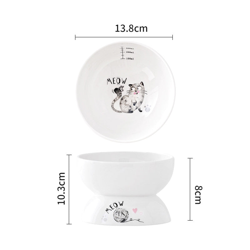 elevated ceramic cat bowl, view 3 - MRSLM