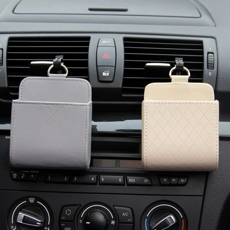 leather car air vent organizer, view 8 - MRSLM