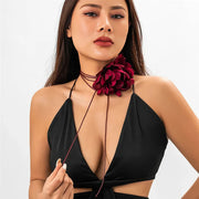 big rose flower choker necklace, view 8 - MRSLM