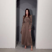 retro v-neck puff sleeve dress, view 4 - MRSLM