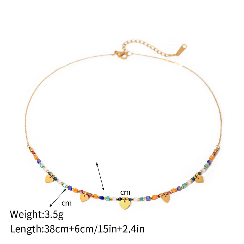 18k gold plated heart sequin necklace, view 8 - MRSLM