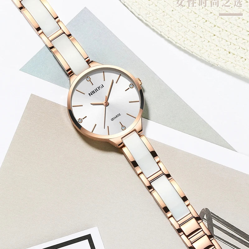 women's ceramic bracelet quartz watch, view 6 - MRSLM