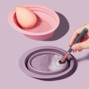 silicone folding makeup brush cleaning bowl, view 5 - MRSLM