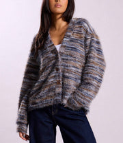 Women's fuzzy space-dye knit cardigan, view 8 - MRSLM