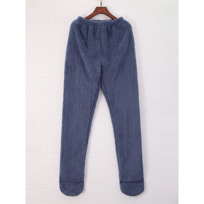 Women's fleece-lined footed lounge leggings, view 3 - MRSLM