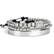 men's stainless steel roman numerals bracelet set, view 2 - MRSLM