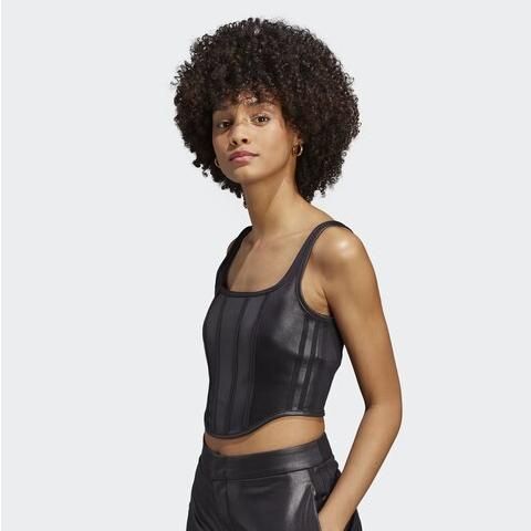 boned corset faux leather tank top - MRSLM