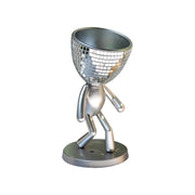 mirror disco walking man planter pot, view 2 - MRSLM