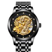 gold skeleton automatic dragon watch, view 2 - MRSLM