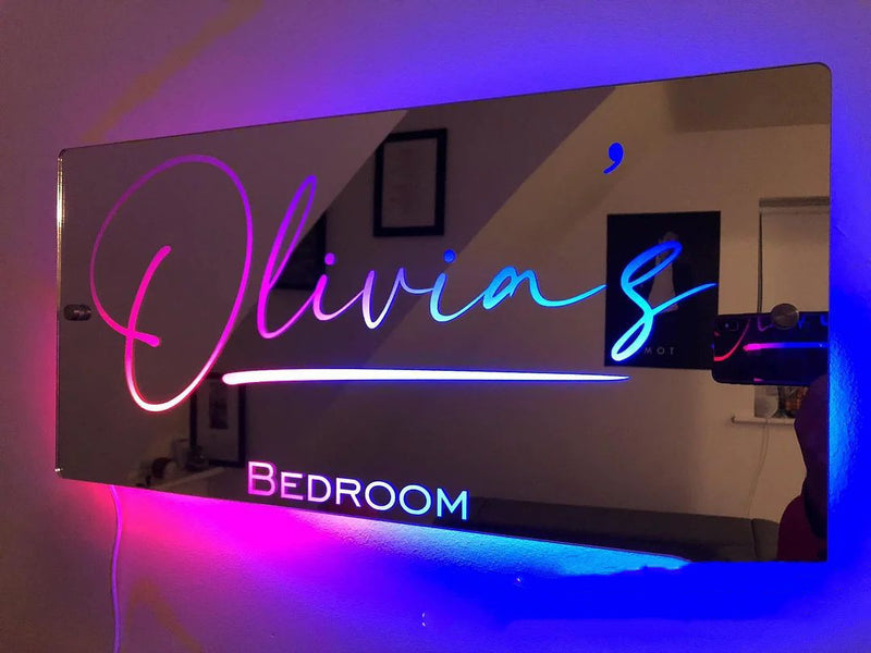 personalized name mirror light, view 5 - MRSLM