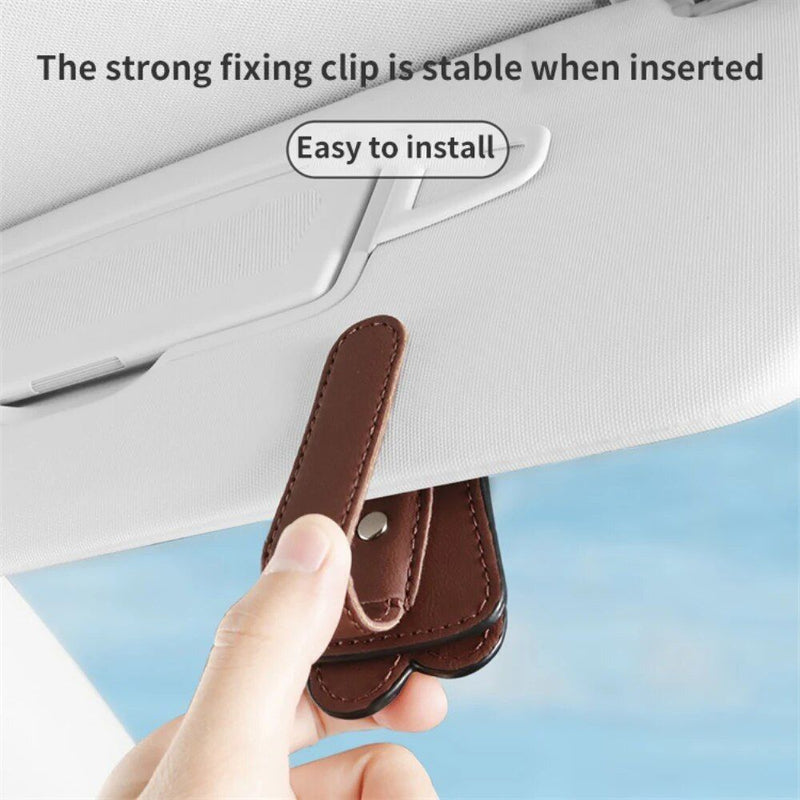 leather car visor clip, view 9 - MRSLM