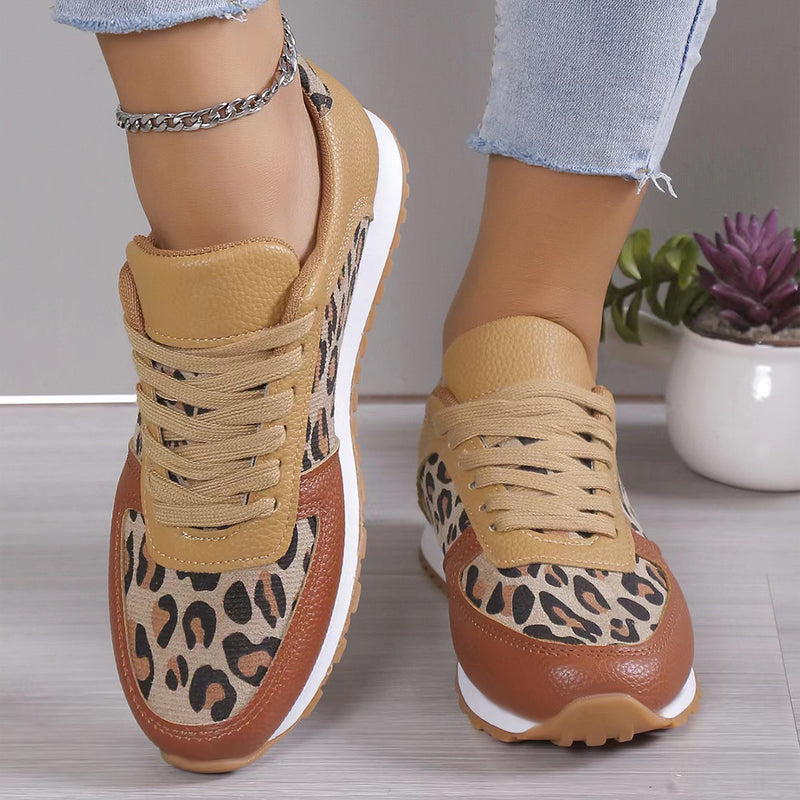 leopard print lace-up sneakers, view 5 - MRSLM
