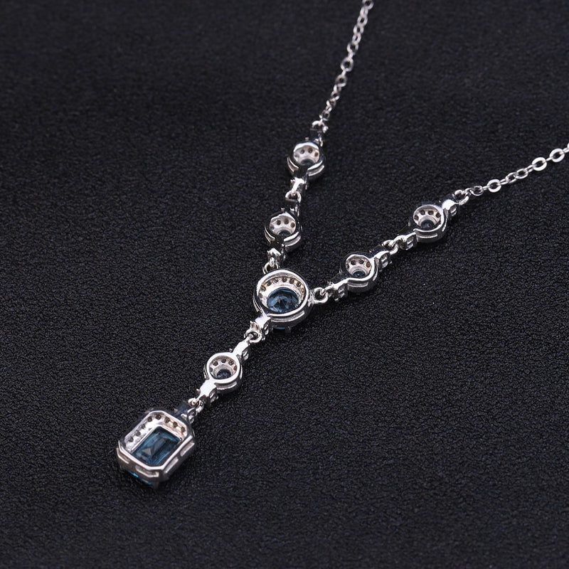 luxury silver natural gem necklace - MRSLM