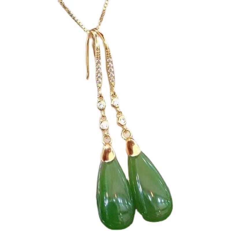 green chalcedony copper earrings, view 5 - MRSLM