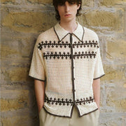 men's contrast color short-sleeved sweater - MRSLM