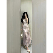 Slim fit floral fishtail dress, view 4 - MRSLM