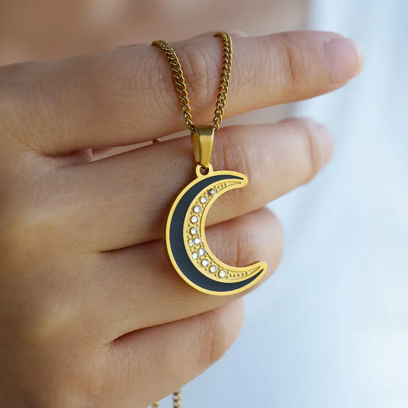 gold moon pendant necklace, view 5 - MRSLM