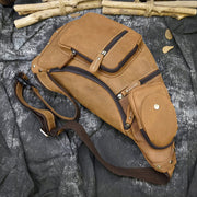 Retro men's crazy horse leather chest bag, view 6 - MRSLM