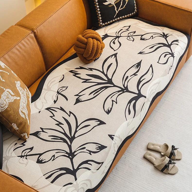 jacquard leaves sofa cover, view 4 - MRSLM