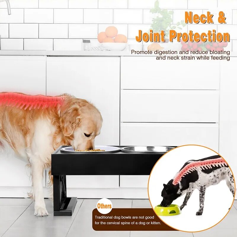 dog double elevated bowls stand, view 7 - MRSLM