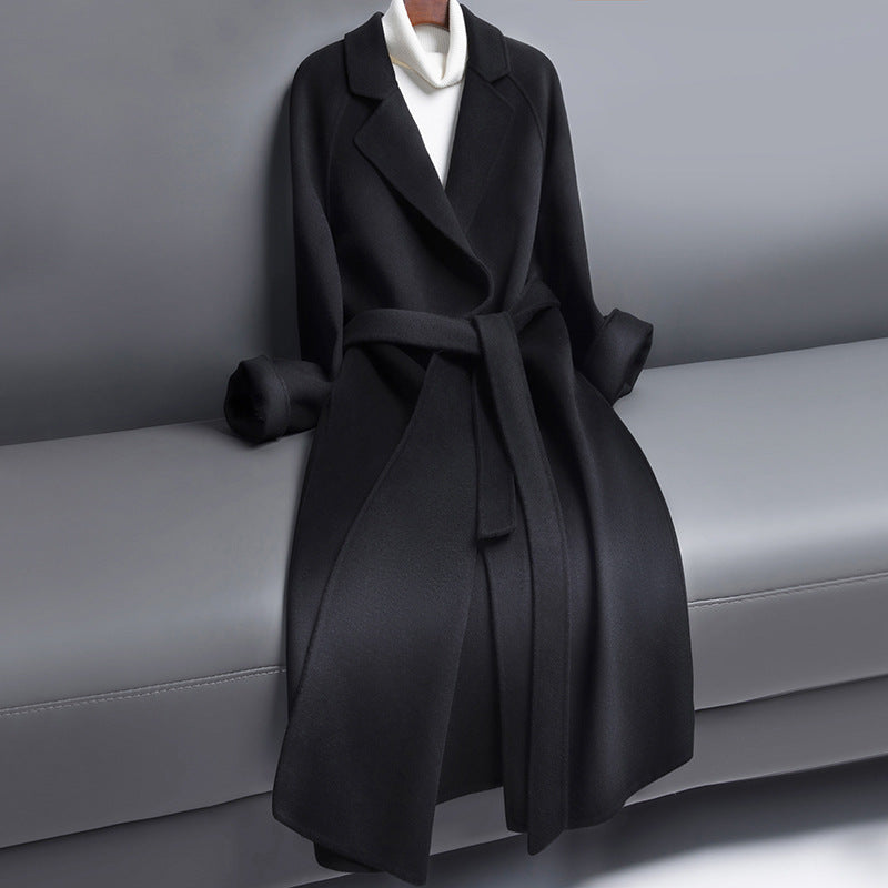 Women's Belted Long Wool Coat