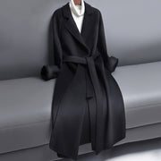 Women's belted long wool coat, view 2 - MRSLM
