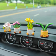 cartoon flower pot car decoration, view 7 - MRSLM
