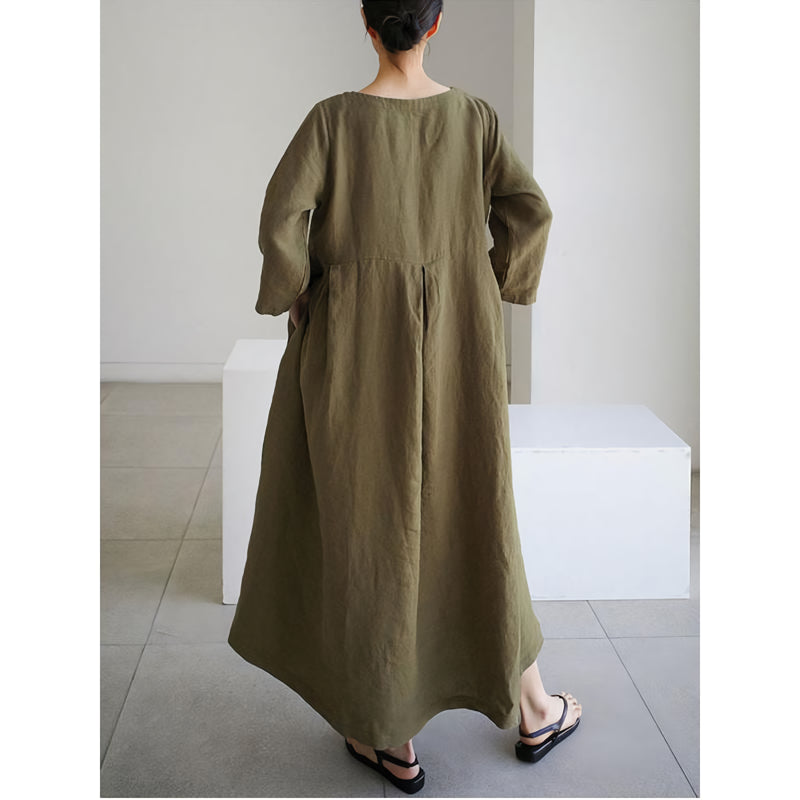 Women's Summer Cotton Linen Maxi Dress