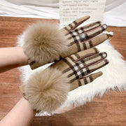 women's plaid wool cashmere gloves, view 4 - MRSLM