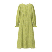 Green floral long sleeve maxi dress, view 4 - MRSLM