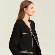 elegant crewneck beaded buckle jacket, view 2 - MRSLM