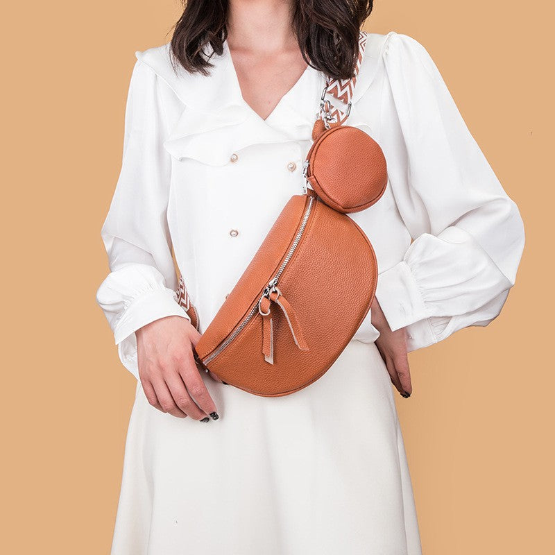 Women's genuine leather crossbody belt bag, view 3 - MRSLM