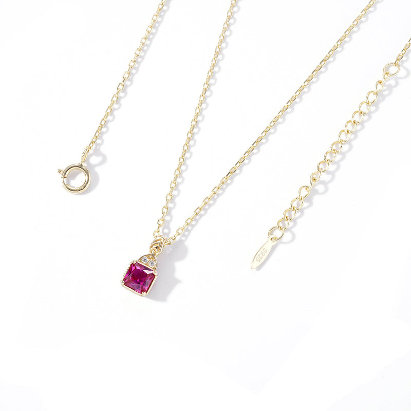 Silver red corundum necklace, view 4 - MRSLM