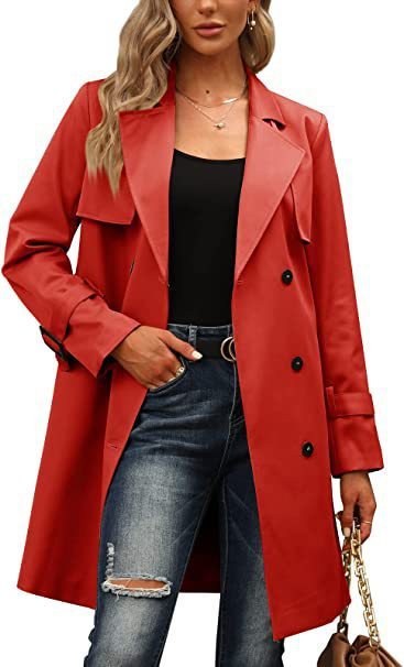 women's double-breasted trench coat, view 8 - MRSLM