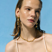 gold plated geometric shell earrings, view 6 - MRSLM