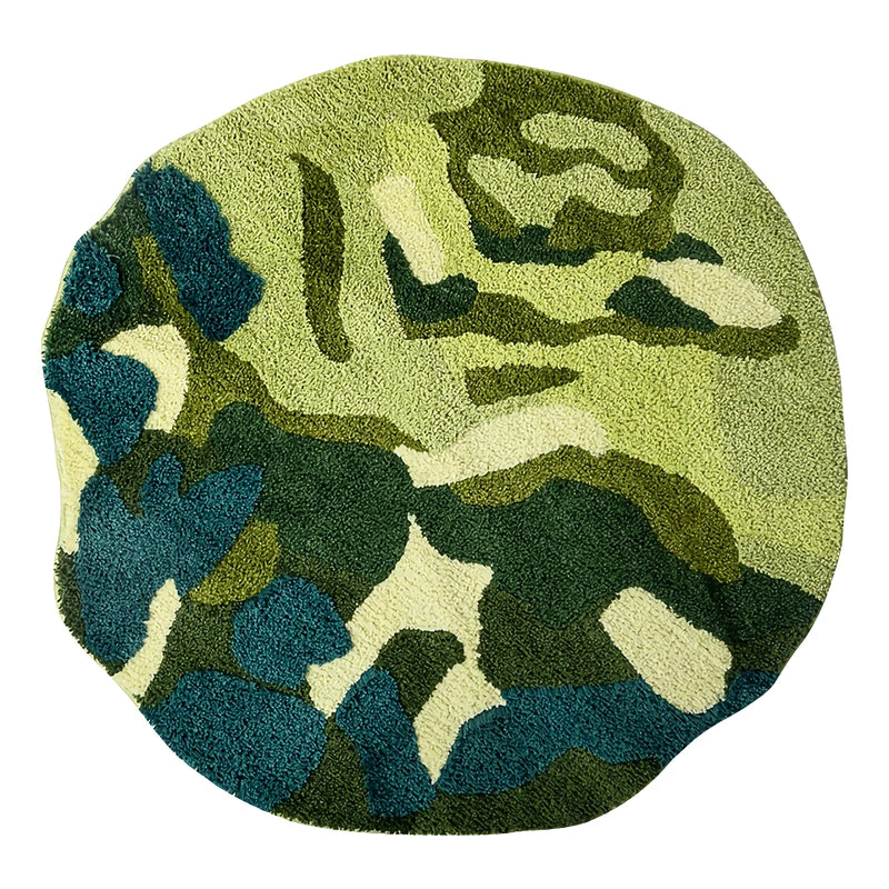 3d round green moss rug, view 2 - MRSLM
