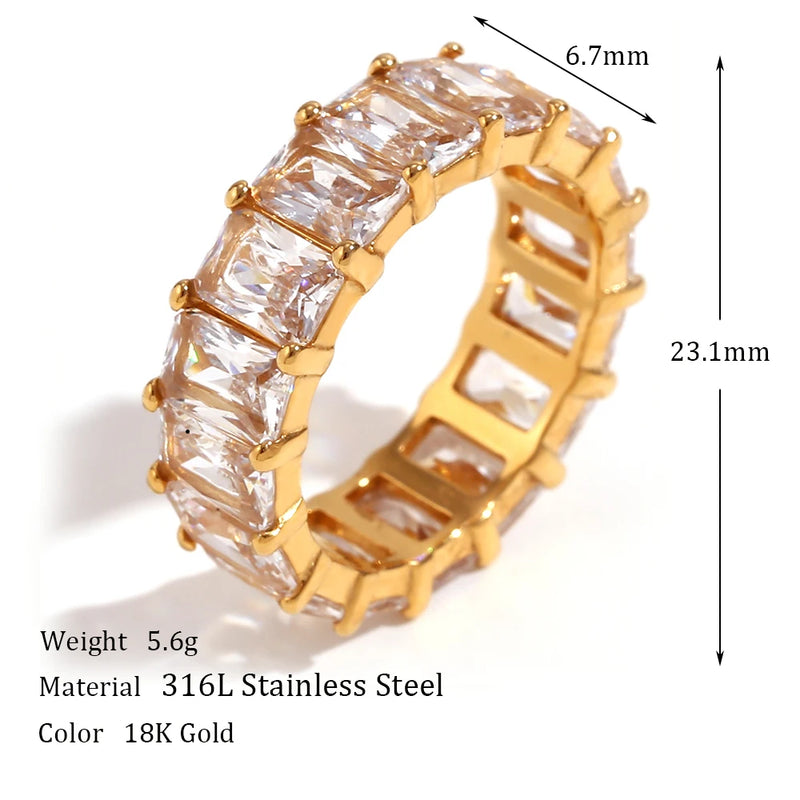 gold plated square zircon ring, view 2 - MRSLM