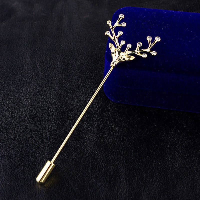 men's small elk brooch pin, view 7 - MRSLM