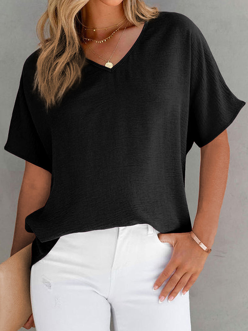 women's loose v-neck short sleeve t-shirt, view 9 - MRSLM